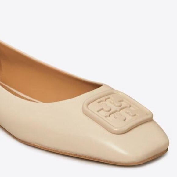 Brand New TORY BURCH sz 10 Beige wrinkle free Leather Ballet Flat Shoes 86721 - Picture 2 of 3